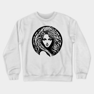 Woman's Face - Black and White Graphic Design Crewneck Sweatshirt